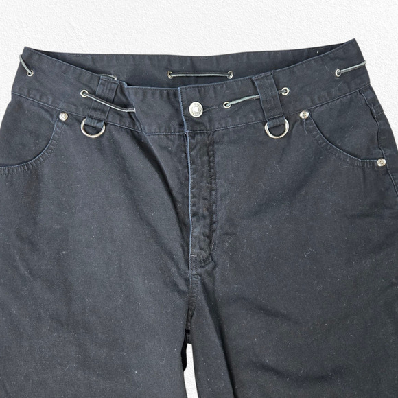 Harley-Davidson Black Rose Embroidered Ankle Zip Motorcycle Riding Pants Size 30 - Picture 4 of 9